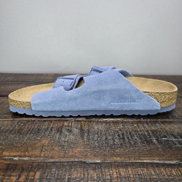 NEW Birkenstock Arizona Womens Size 8 EU 39 Narrow Sandals Suede Blue Brown Soft - Picture 6 of 10